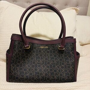 Calvin Klein Signature Brown and Plum Satchel
